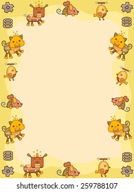 Ilustração de quadro de robôs animais com desenhos Steampunk