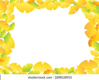 Frame illustration of the autumn yellow ginkgo leaves