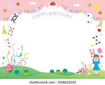 Frame illustration of the birthday of Alice in Wonderland
