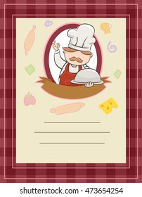 Frame Illustration of a Blank Menu Featuring a Chef Presenting a Dish