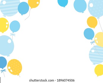 Frame illustration of blue and yellow balloons