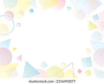 Frame illustration of colorful circles, triangles and squares