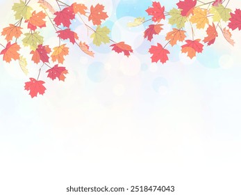 Frame illustration of colorful maple trees with autumn leaves
