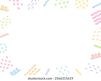 Frame illustration of colorful pastel colored cutout style geometric patterns