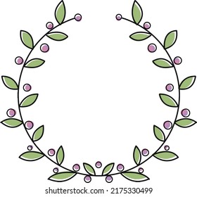 Frame illustration of cute plant leaves and fruits