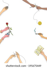 Frame Illustration Featuring Common Hobbies