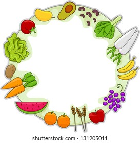 Frame Illustration Featuring Different Fruits and Vegetables