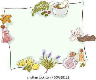 Frame Illustration Featuring Different Types of Herbal Plants