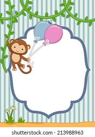 Frame Illustration Featuring a Monkey Hanging to a Vine