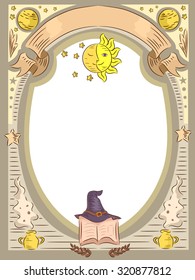 Frame Illustration Featuring Witchcraft Related Items