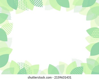 Frame illustration of green leaves with dots and stripes