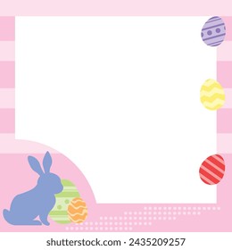 Frame illustration of happy Easter bunny egg for template background copy space