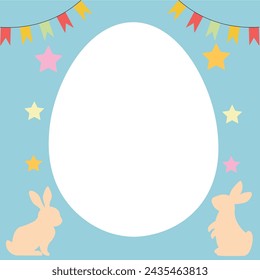 Ilustración del marco del huevo del conejito de Pascua feliz para el espacio de copia de fondo de la plantilla