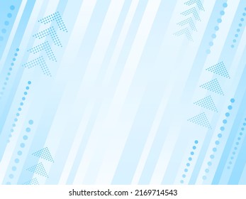 Frame illustration of light blue diagonal stripes and arrows rising to the right