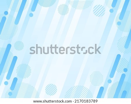 Frame illustration of light blue diagonal stripes and circles with dot and stripe pattern