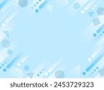Frame illustration of lines rising to the right and circles, triangles, and squares with dots and stripes on a light blue background