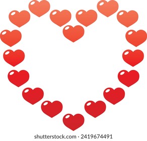 Frame illustration made of many red hearts