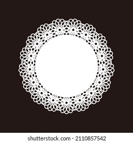 It is a frame illustration (monochrome) of white lace.Vector data that is easy to edit.