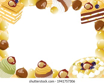 Frame illustration of Montblanc and Marron shortcake 