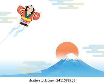Frame illustration of Mt. Fuji and kite