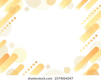 Frame illustration of orange rising gradation lines and circles with dot and stripe patterns