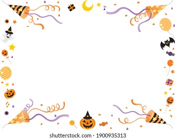 Frame illustration of party cracker and Jack-o'-lantern of the Halloween