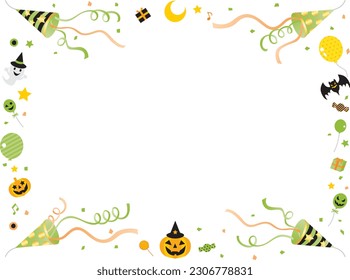 Frame illustration of party cracker and Jack-o'-lantern of the Halloween