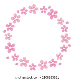 It is a frame illustration of a round cherry blossom.Vector data that is easy to edit.
