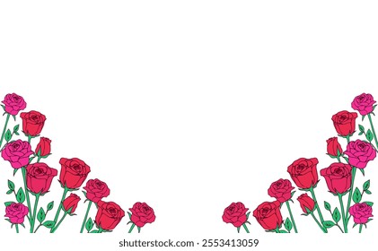 Frame illustration of a row of red roses
