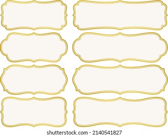 Frame illustration set of European style labels with golden borders