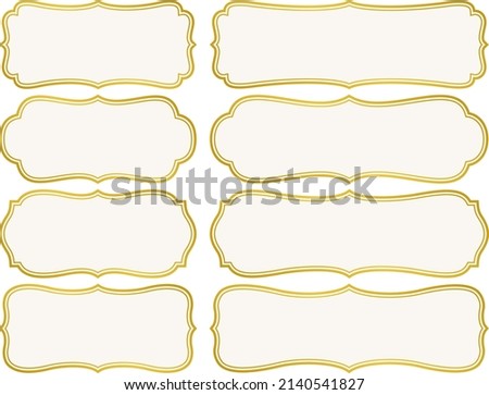 Frame illustration set of European style labels with golden borders