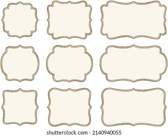 Frame illustration set of Western style retro labels with double pencil line borders