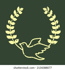 Frame illustration of the simple and cute little bird (chalk art style)