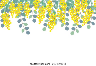 It is a frame illustration of simple mimosa (acacia) and eucalyptus.Vector data that is easy to edit.