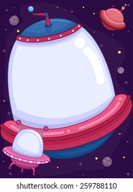 Frame Illustration of a Small Spaceship Cruising Along a Bigger One