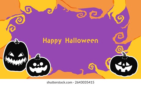 Frame Illustration of Spooky Tree and Halloween Pumpkins
