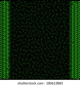 Frame illustration. Spotted abstract background halftone effect. Green spot, with black background 