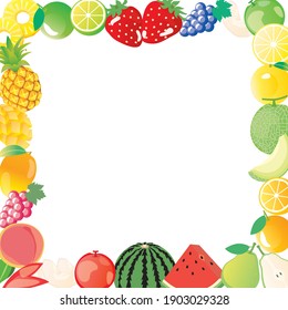 Frame illustration of the square of various fruit