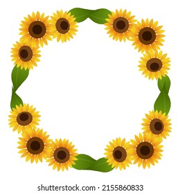 It is a frame illustration of a sunflower.Vector data that is easy to edit.
