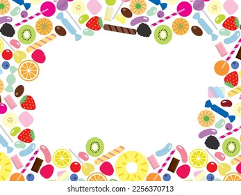 Frame illustration of sweets and fruit pattern