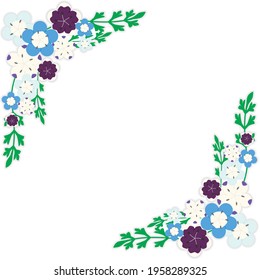 frame illustration using four types of nemophila flowers.