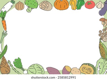 Frame illustration of various kinds of vegetables