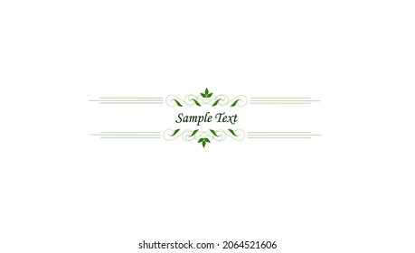 Vector de ilustración de cuadro para elemento caligráfico con color de verde. Decoración del elemento de página, línea verde.