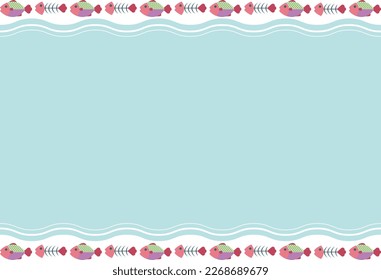 It is a frame illustration in which fish and fish bones are arranged