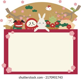 Frame with illustration of the year of rabbit, the Chinese zodiac sign for the year 2023.