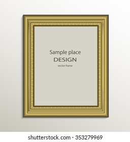 Frame image card paper 3D gold vertical vector