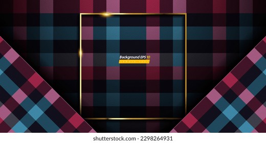 frame image and lines gold color, plaid background, fabric, textile design, luxury design, abstract royal banner template, boutique backdrop mockup for website, stage, card
