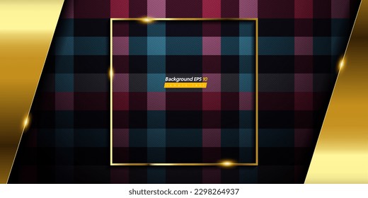 frame image and lines gold color, plaid background, fabric, textile design, luxury design, abstract royal banner template, boutique backdrop mockup for website, stage, card
