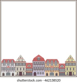 frame with the image of old houses in half-timbered style