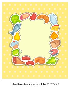 Frame with images of food. Vector background